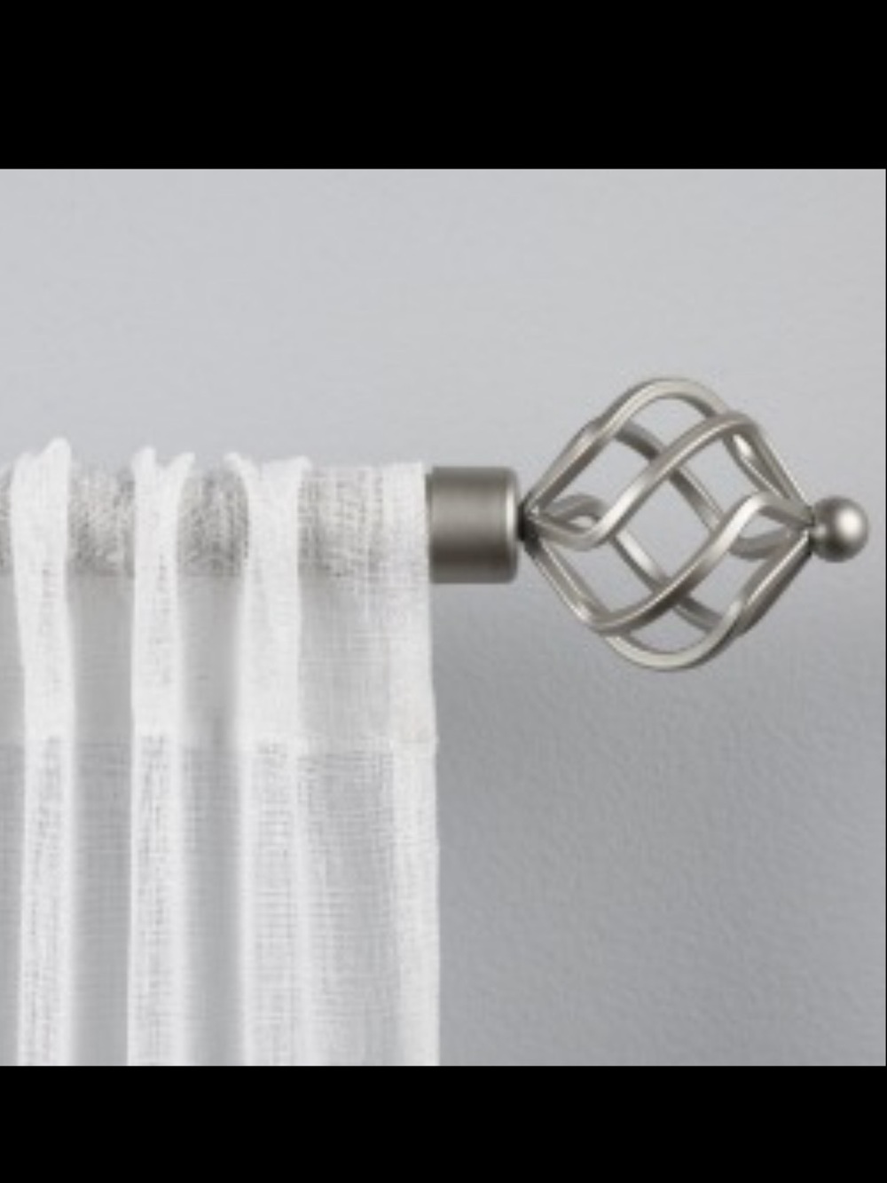 Decorative Metal Curtain Rod with Cage Finial - Silver